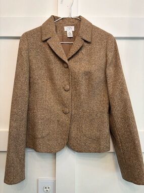 LOFT Tan-Brown Tweed Button Front Blazer